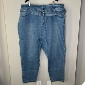 Soncy Paper Bag Waist Jean in Medium Indigo Plus Size 6 (30W) NWT!